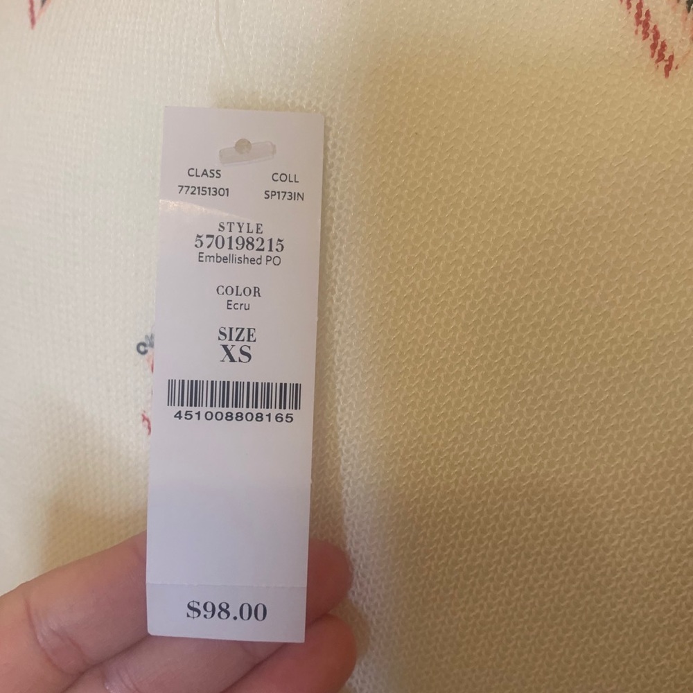 WHBM V-NECK EMBELLISHED PULLOVER SWEATER - Picture 7 of 10